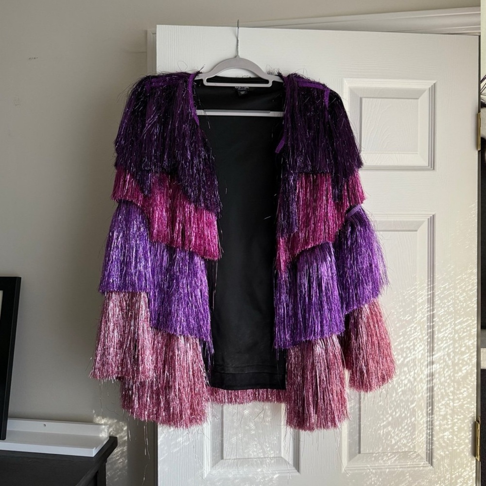 Nasty Gal Tinsel Fringe Karma Jacket sz 10